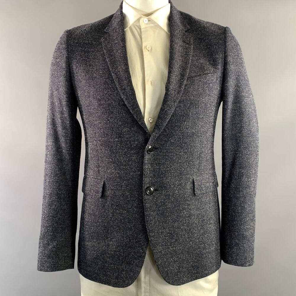 PAUL SMITH Chest Size 40 Blue Heather Wool Blend Notch Lapel Sport Coat